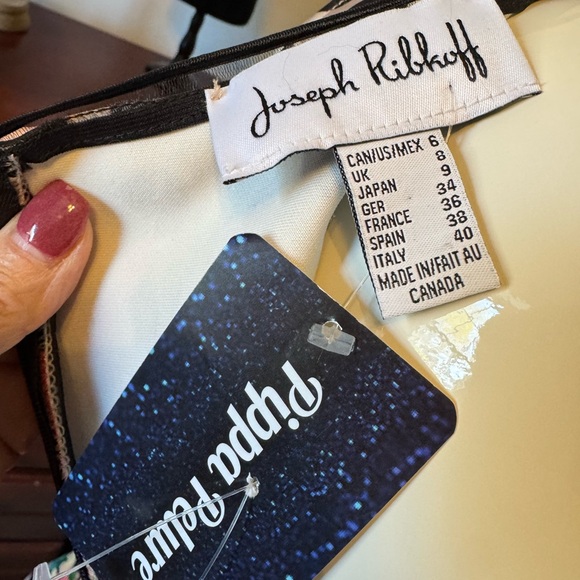 Joseph Ribkoff Floral Polka Dot Sleeveless Dress Size 6 Red Orange Blue NWTS - Picture 9 of 11